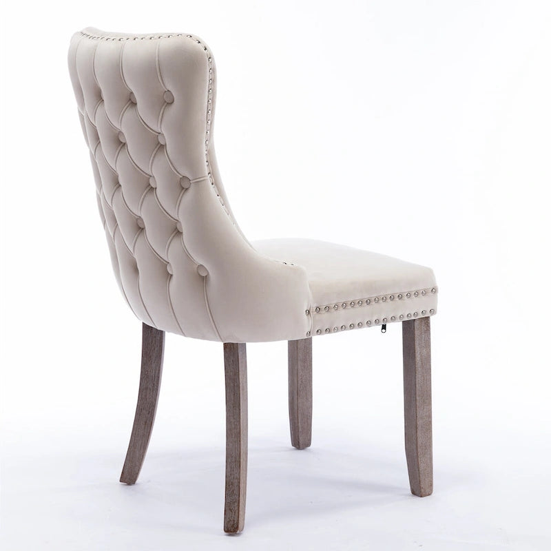 Chaise de cuisine moderne avec clous décoratifs, chaise d'appoint à cadre en bois, lot de 2
