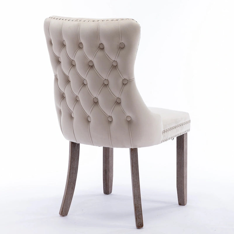 Chaise de cuisine moderne avec clous décoratifs, chaise d'appoint à cadre en bois, lot de 2