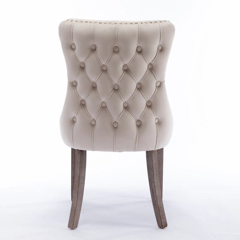 Chaise de cuisine moderne avec clous décoratifs, chaise d'appoint à cadre en bois, lot de 2