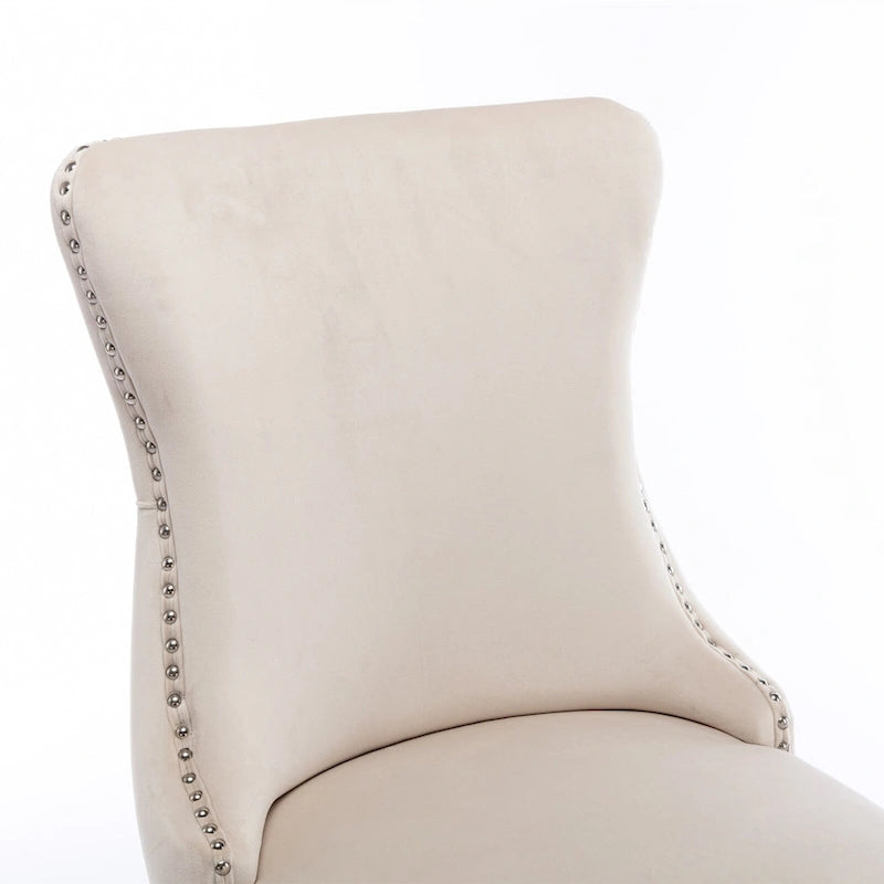 Chaise de cuisine moderne avec clous décoratifs, chaise d'appoint à cadre en bois, lot de 2