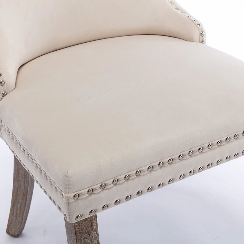 Chaise de cuisine moderne avec clous décoratifs, chaise d'appoint à cadre en bois, lot de 2
