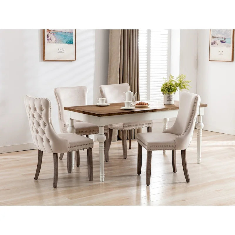 Chaise de cuisine moderne avec clous décoratifs, chaise d'appoint à cadre en bois, lot de 2