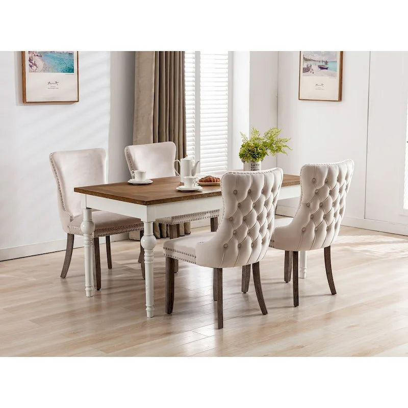 Chaise de cuisine moderne avec clous décoratifs, chaise d'appoint à cadre en bois, lot de 2