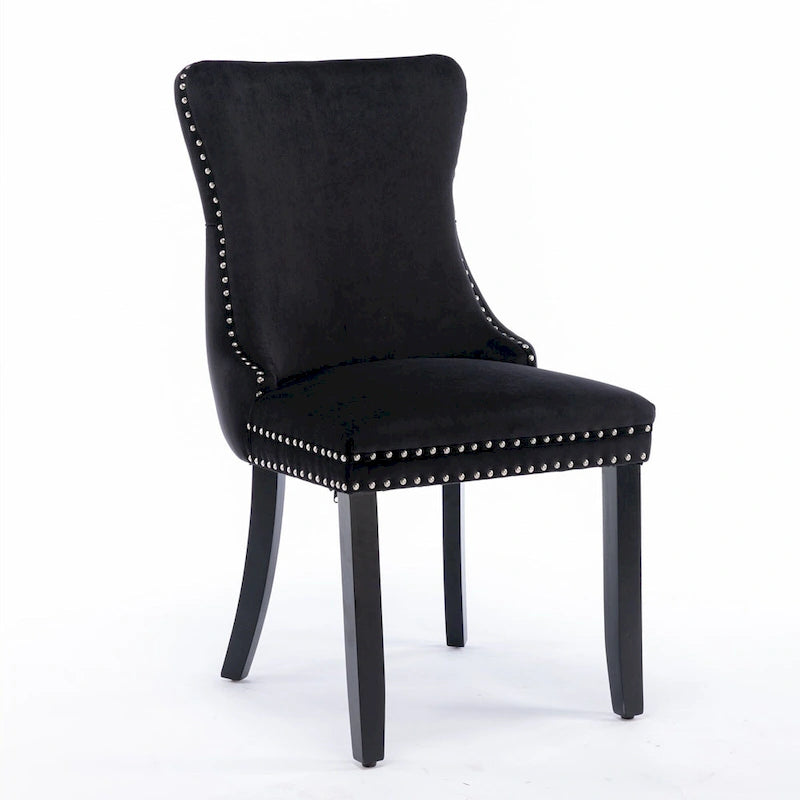 Chaise de cuisine moderne avec clous décoratifs, chaise d'appoint à cadre en bois, lot de 2