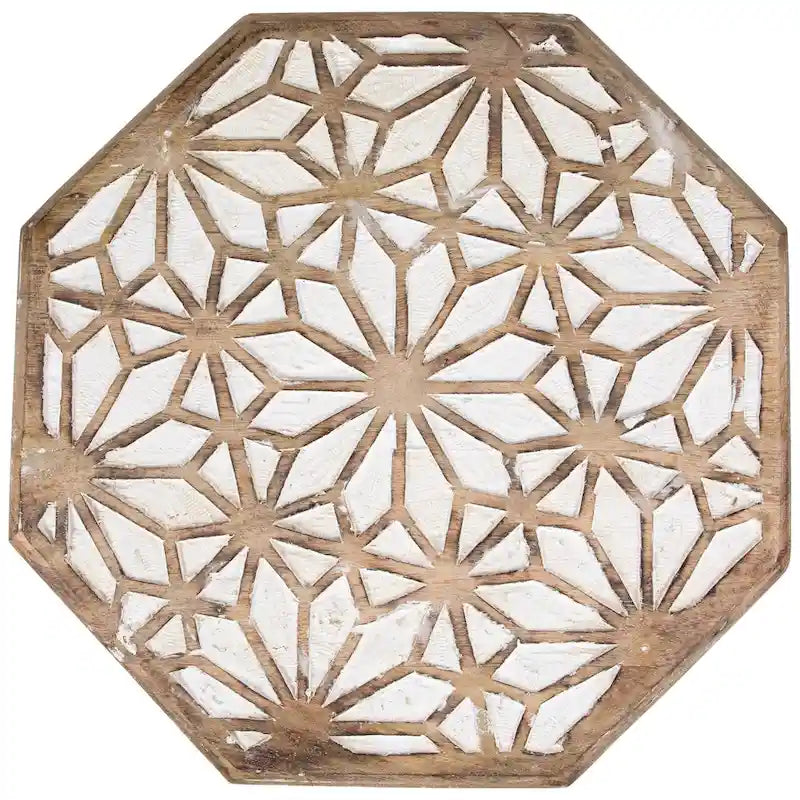 Table d'appoint octogonale blanche brossée
