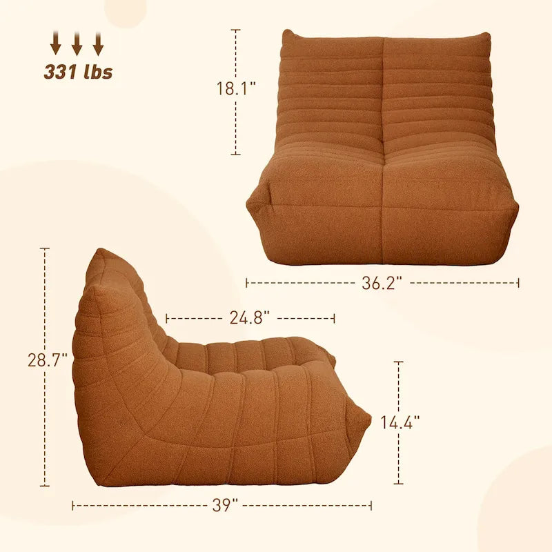 Pouf poire géant pour adultes, Canapé paresseux Fireside