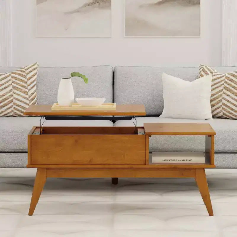 Table basse teck marron moderne