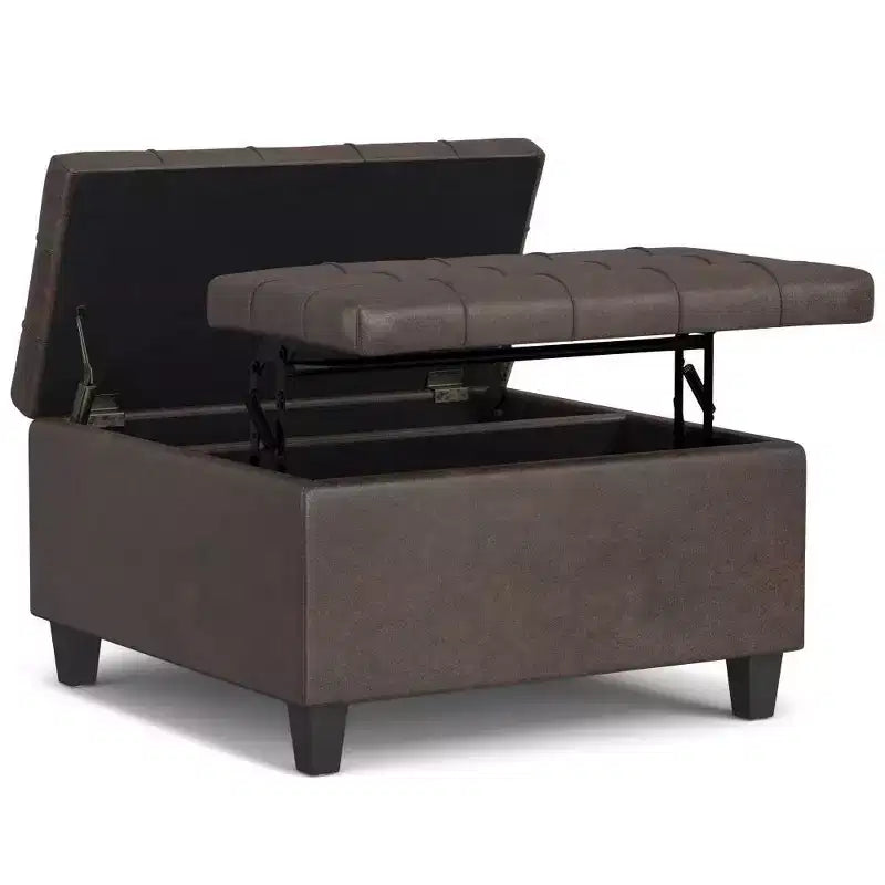 Petit pouf de rangement table basse carré