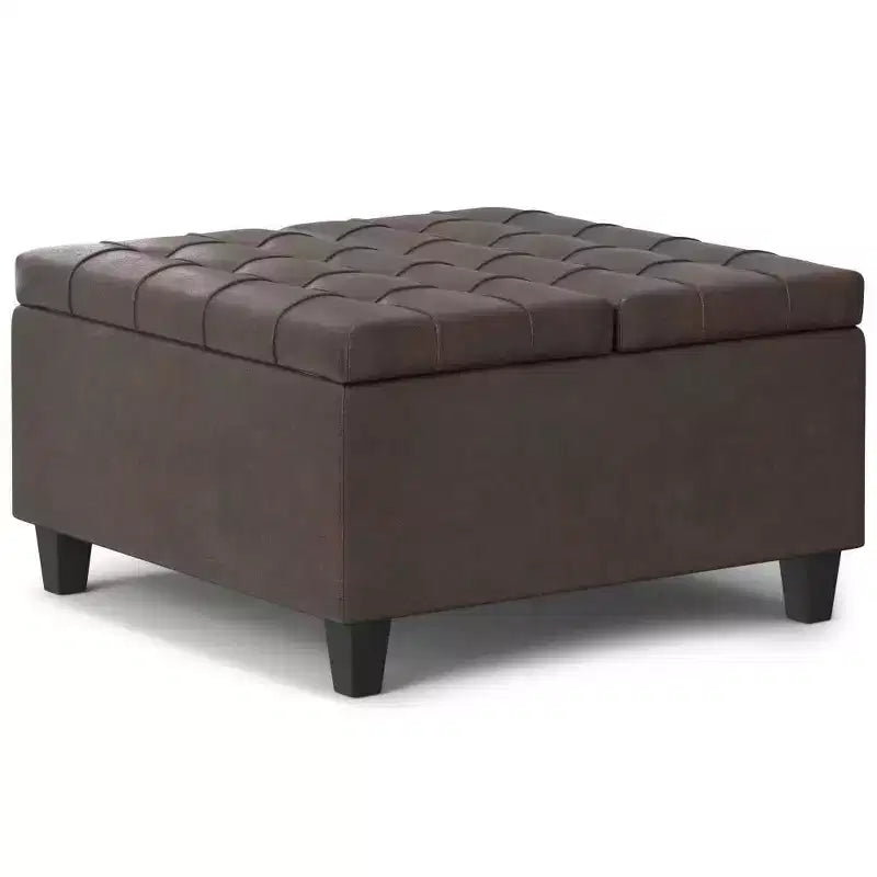Petit pouf de rangement table basse carré