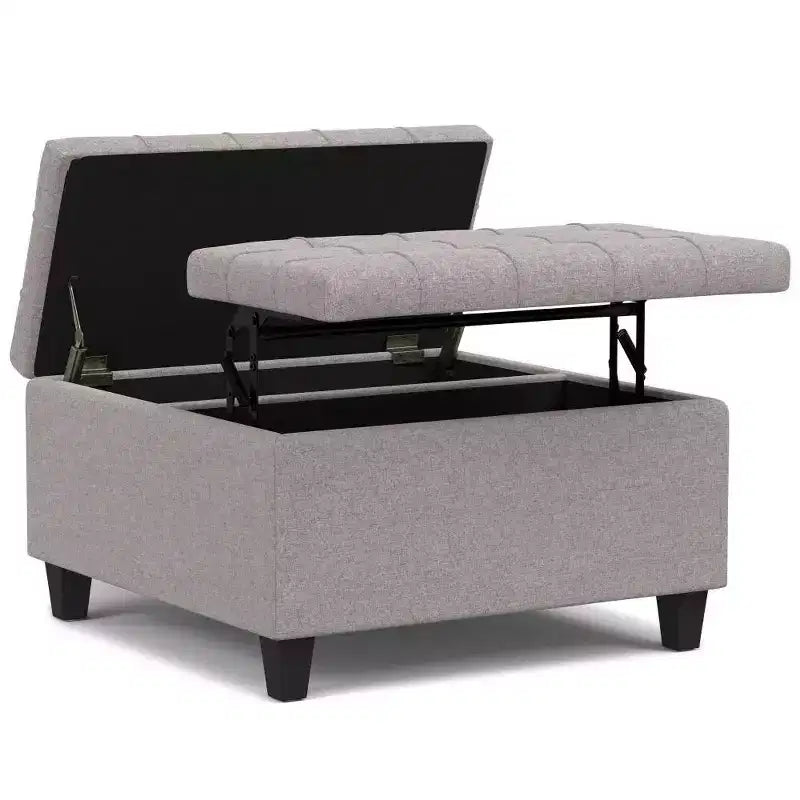 Petit pouf de rangement table basse carré