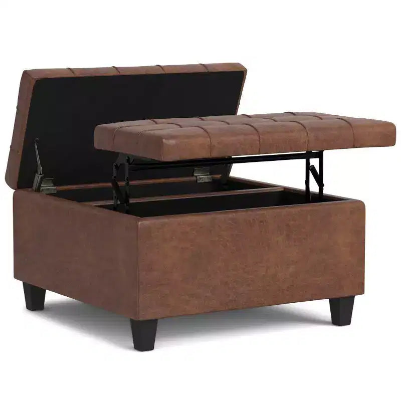 Petit pouf de rangement table basse carré