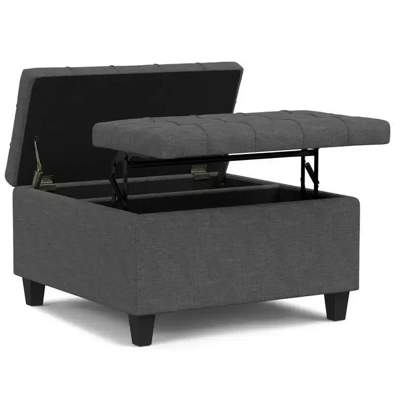 Petit pouf de rangement table basse carré