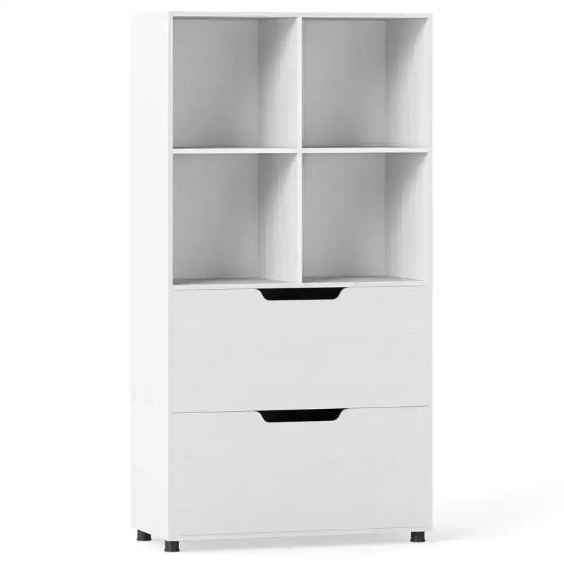 Étagère à livres avec 2 tiroirs et 4 niveaux de rangement