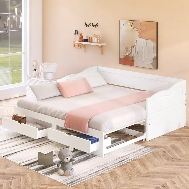 Lit de repos en bois avec lit gigogne