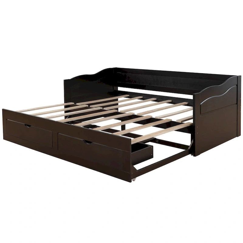 Lit de repos en bois avec lit gigogne
