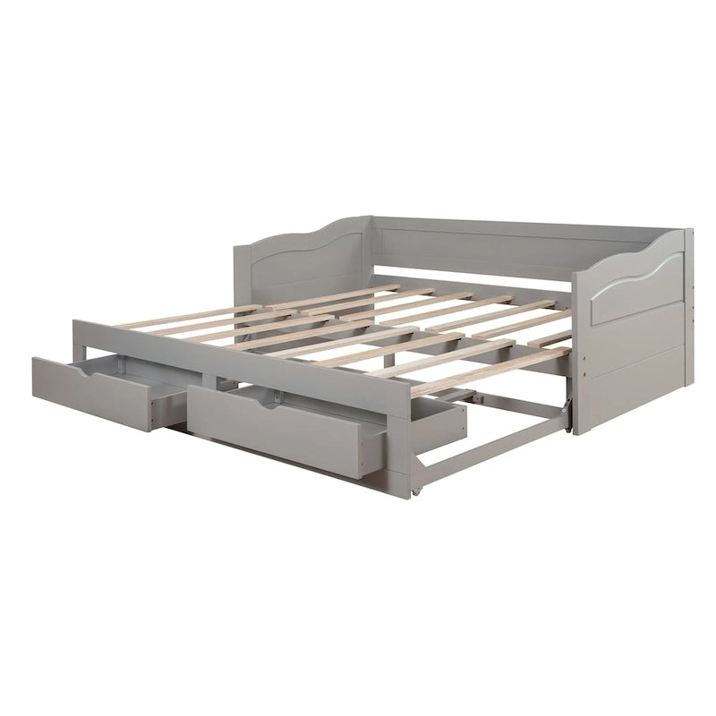 Lit de repos en bois avec lit gigogne
