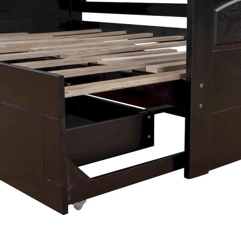Lit de repos en bois avec lit gigogne
