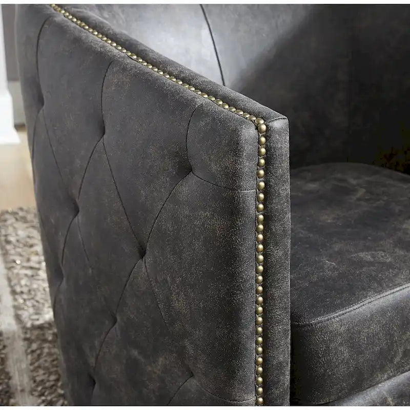 Chaise de bureau pivotante noire vieillie