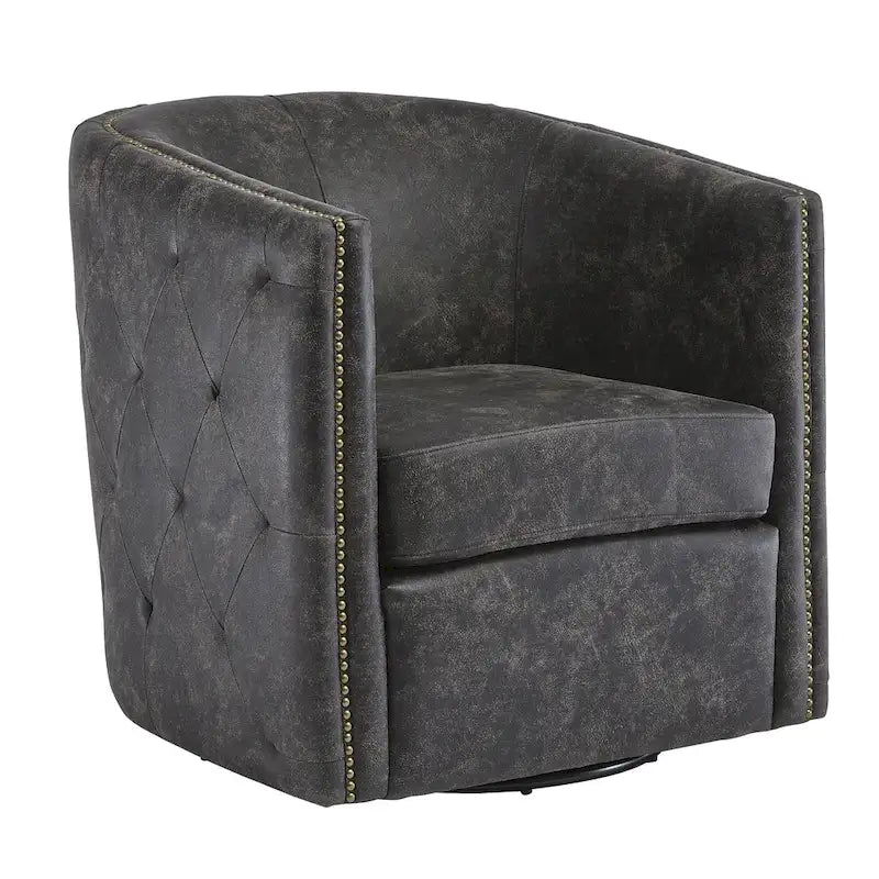 Chaise de bureau pivotante noire vieillie