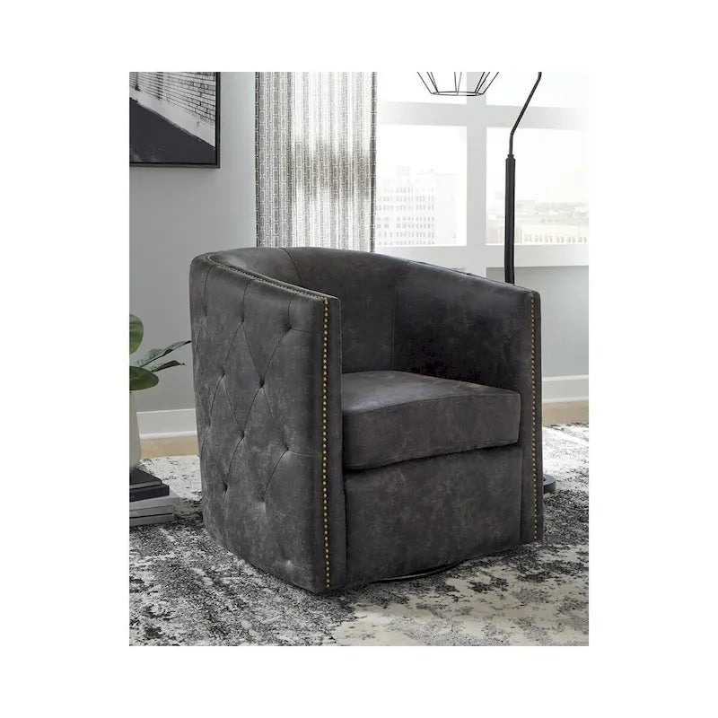Chaise de bureau pivotante noire vieillie