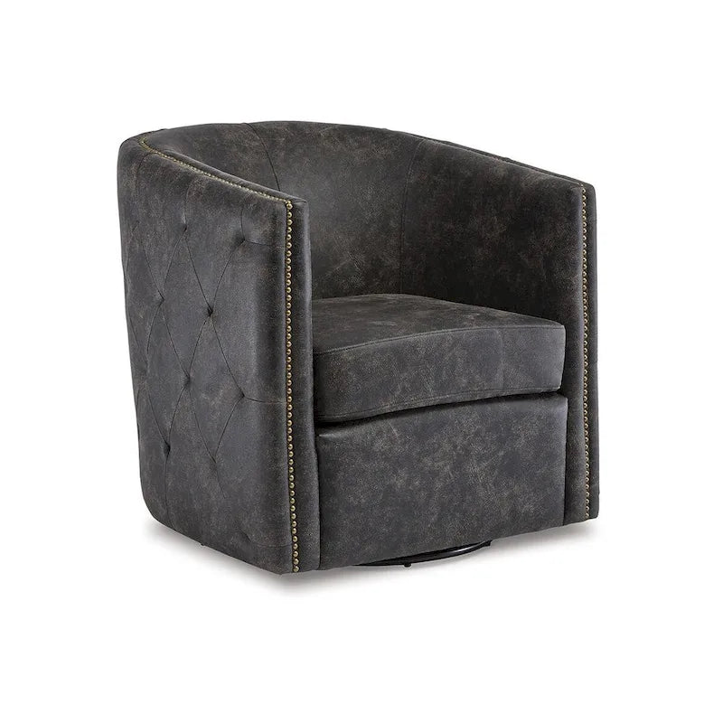 Chaise de bureau pivotante noire vieillie