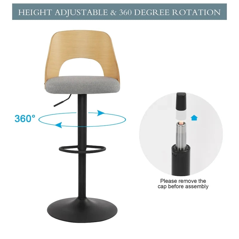 Lot de 2 tabourets de bar pivotants réglables