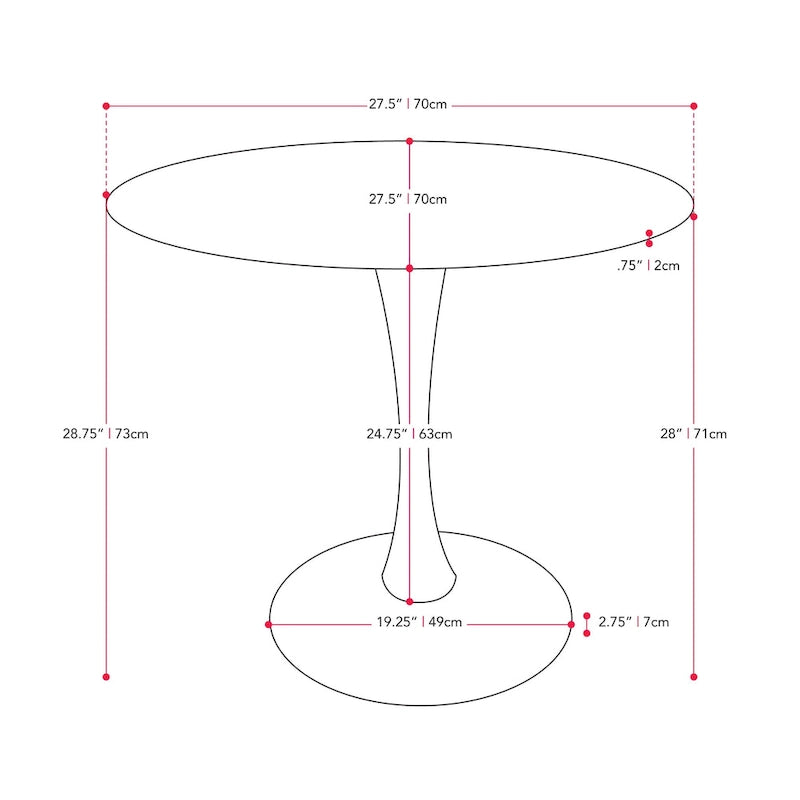 Table de bistrot ronde avec pied central