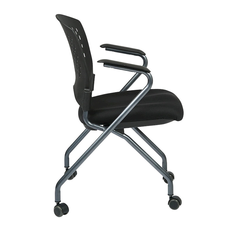Chaise pliante de luxe avec dossier enveloppant en plastique ventilé (paquet de 2)