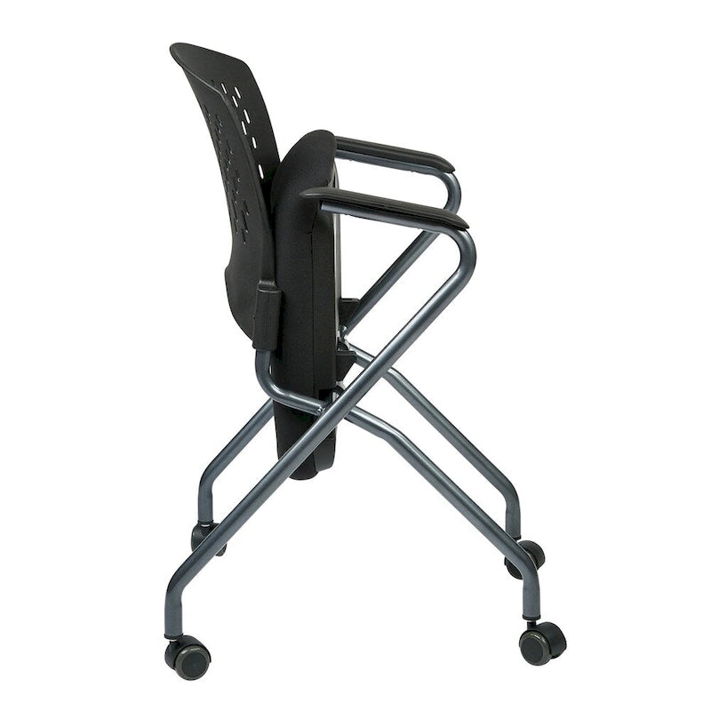 Chaise pliante de luxe avec dossier enveloppant en plastique ventilé (paquet de 2)