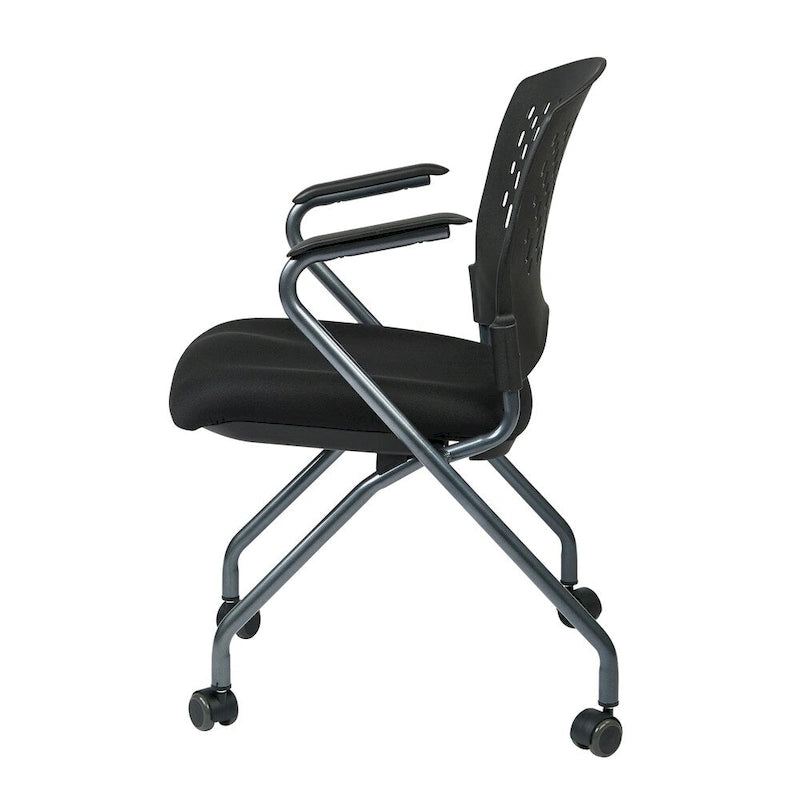 Chaise pliante de luxe avec dossier enveloppant en plastique ventilé (paquet de 2)