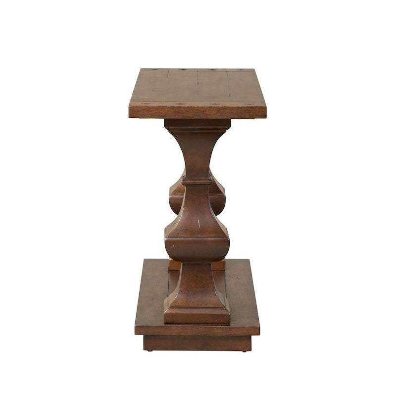 Table basse marron avec plateau épais en chêne massif