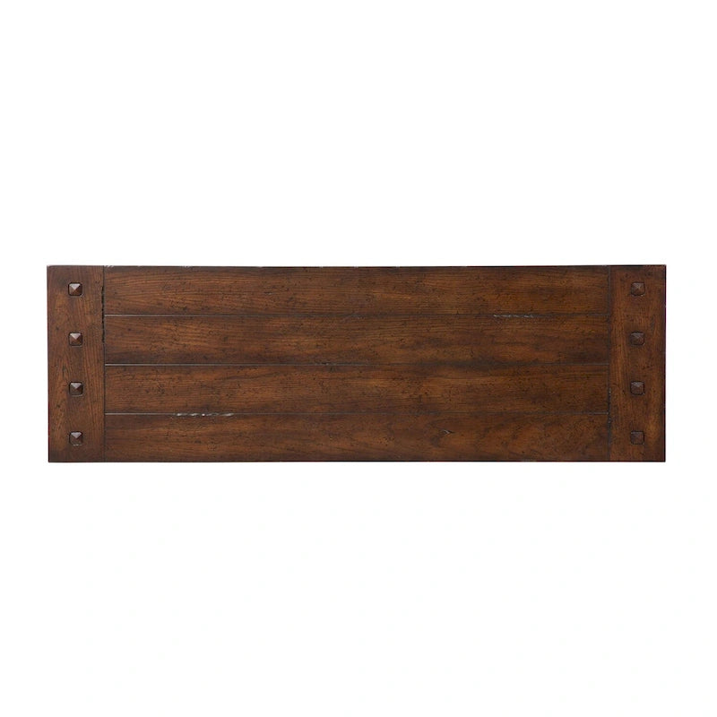 Table basse marron avec plateau épais en chêne massif