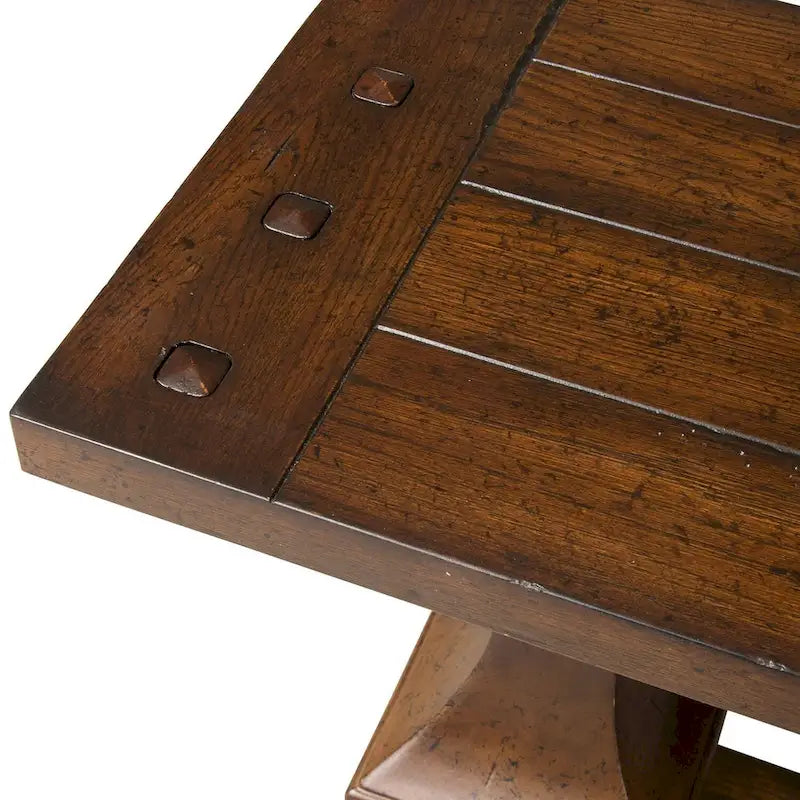 Table basse marron avec plateau épais en chêne massif