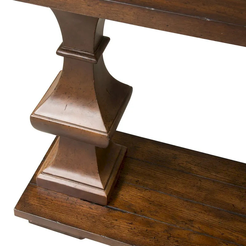Table basse marron avec plateau épais en chêne massif