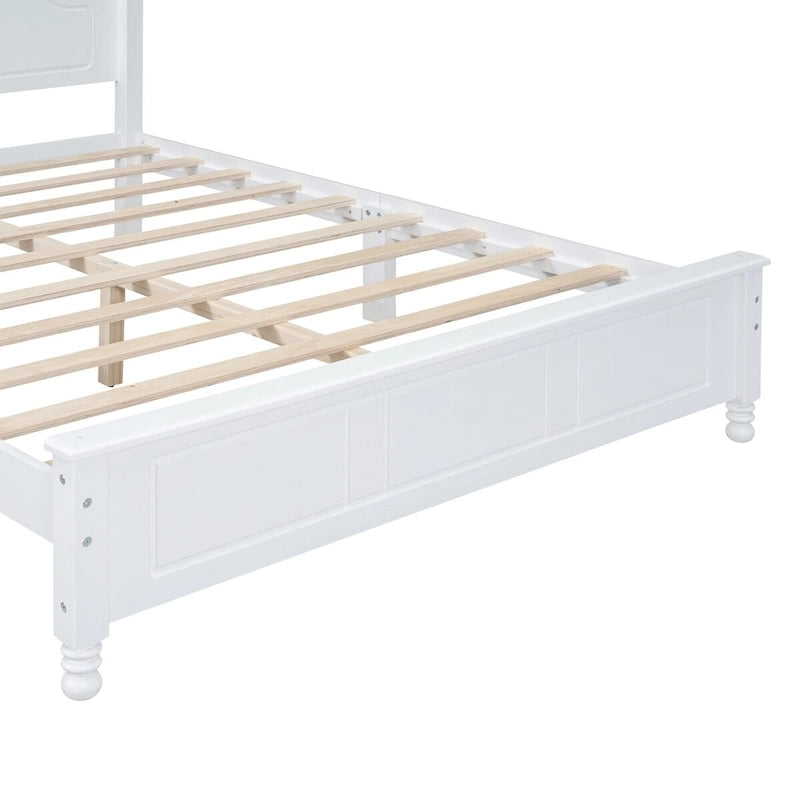 Cadre de lit plateforme en bois style rétro avec tête de lit