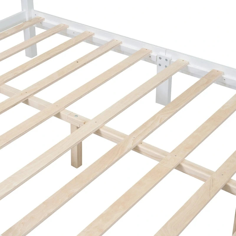 Cadre de lit plateforme en bois style rétro avec tête de lit