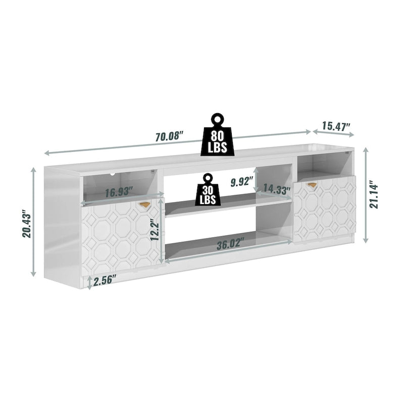 Meuble TV laqué brillant de 70 cm