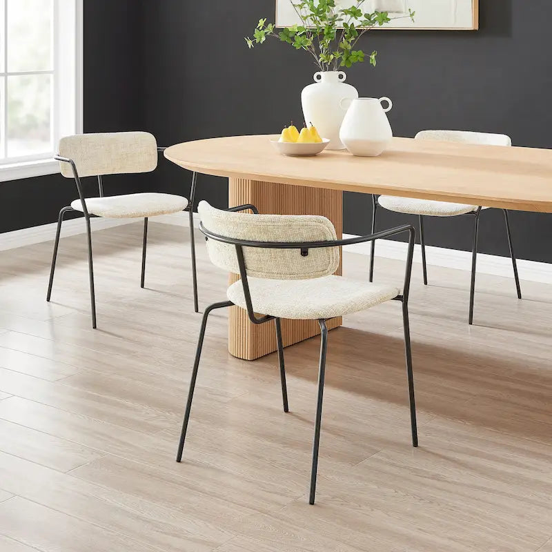 Chaise de salle à manger en tissu avec accoudoirs, (lot de 2)