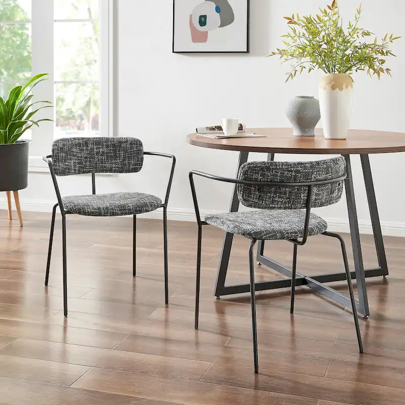 Chaise de salle à manger en tissu avec accoudoirs, (lot de 2)