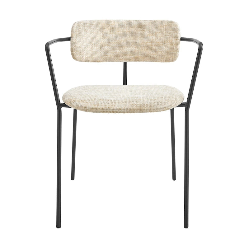 Chaise de salle à manger en tissu avec accoudoirs, (lot de 2)