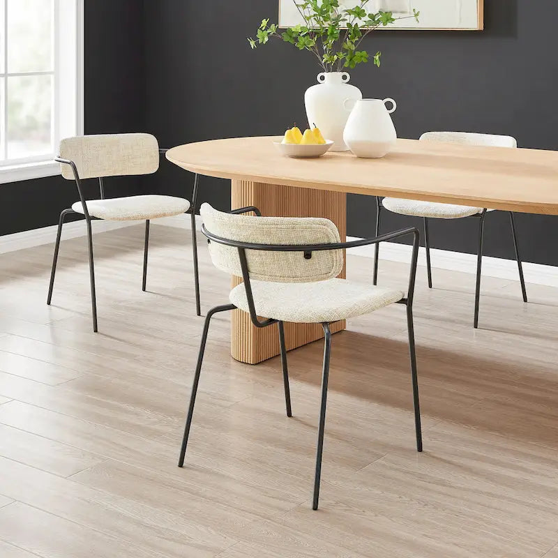 Chaise de salle à manger en tissu avec accoudoirs, (lot de 2)