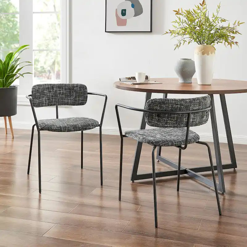 Chaise de salle à manger en tissu avec accoudoirs, (lot de 2)