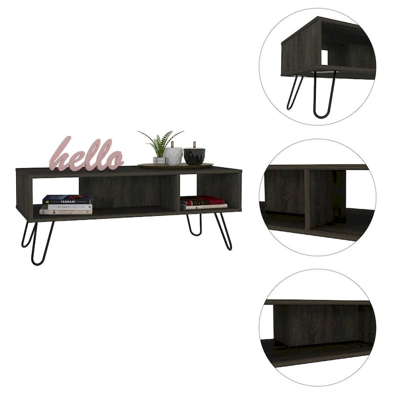 Table basse rectangulaire à 2 niveaux blanche