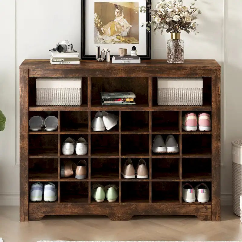 Console Cubby, Meuble à chaussures avec base incurvée