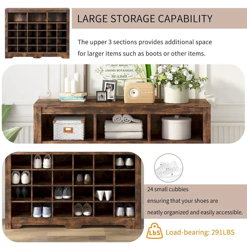 Console Cubby, Meuble à chaussures avec base incurvée