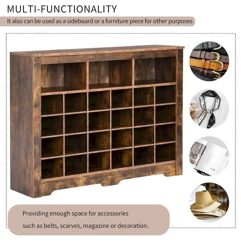 Console Cubby, Meuble à chaussures avec base incurvée