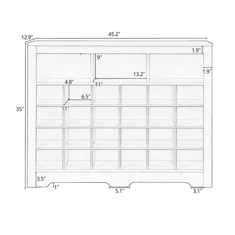 Console Cubby, Meuble à chaussures avec base incurvée